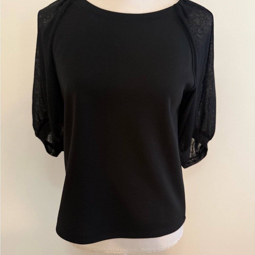Banana Republic on trend sheer sleeve classic Black Women's Blouse NEW NWT XS